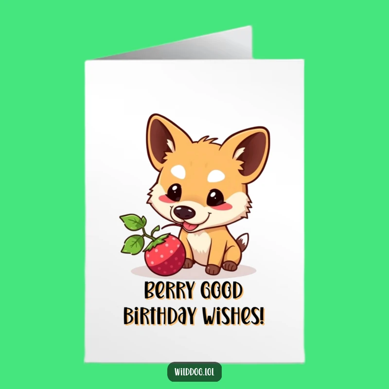 Free Printable Kawaii Dog Birthday Card: Funny Rolling Berry Nudge Downloadable Gift