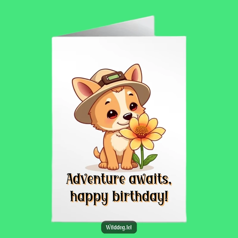 Free Printable Birthday Card: Explorer Dog, Funny Gift for Adventurers