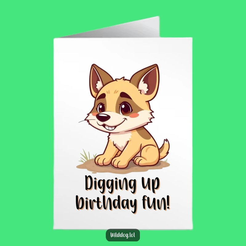 Free Printable Birthday Card: Goofy Dog Digging, Funny Downloadable Gift