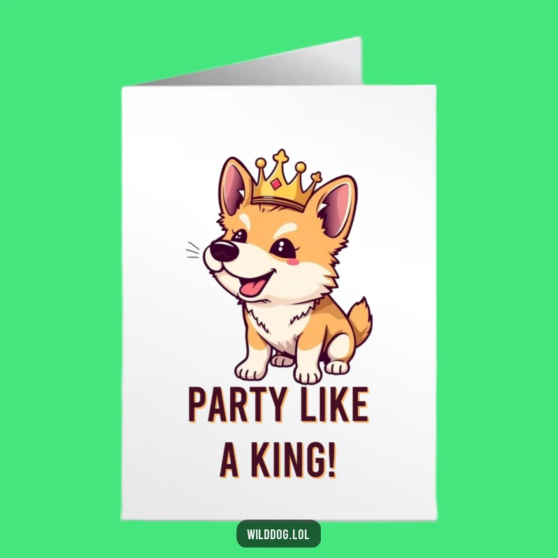 Free Printable Birthday Card: Royal Dog Crown - Playful Barking Download Gift