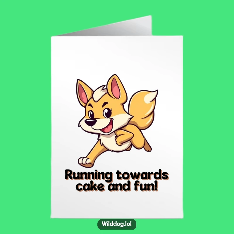 Free Printable Birthday Card: Running Dog Happy Determined Funny Downloadable Gift