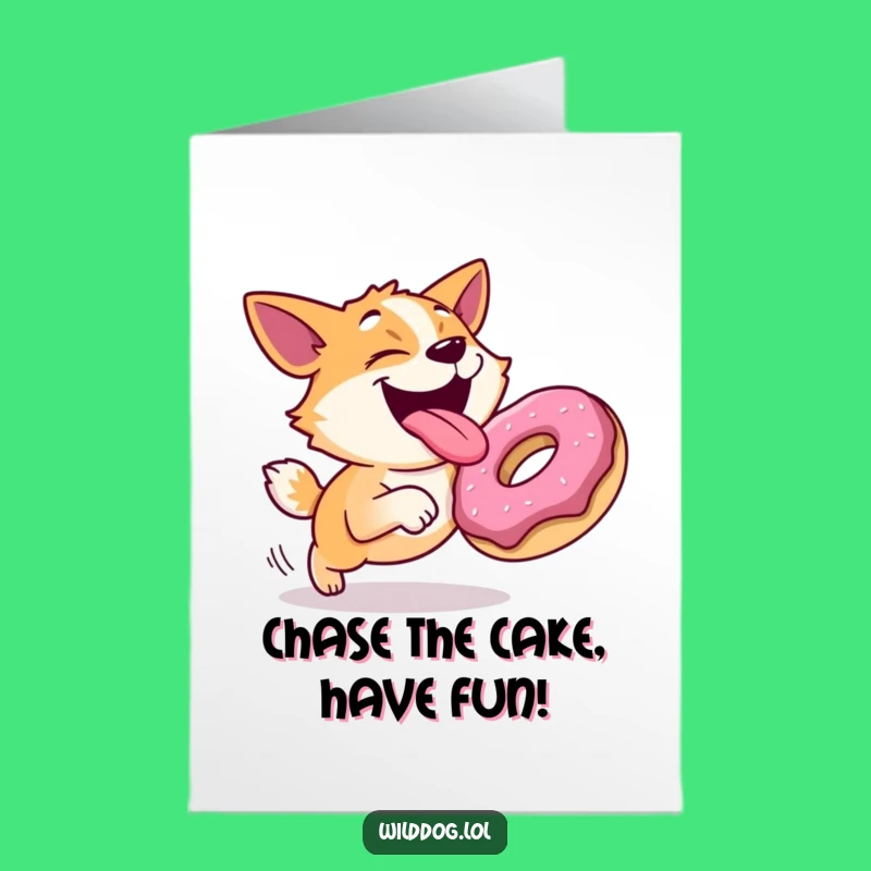 Free Printable Dog Birthday Card: Funny Treat Chase Downloadable Gift