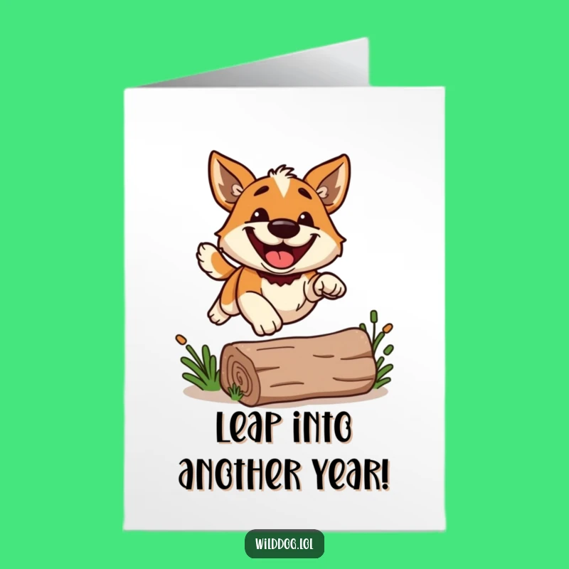 Free Printable Wild Dog Birthday Card: Grinning Jumper Funny Downloadable Gift
