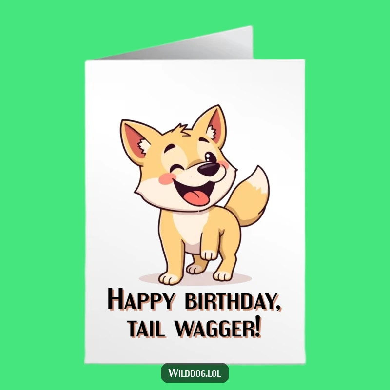 Free Printable Birthday Card: Happy Dog Wagging Tail, Joyful Downloadable Gift