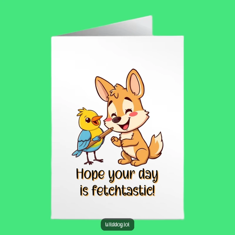 Free Printable Wild Dog & Bird Birthday Card - Happy DIY Downloadable Gift