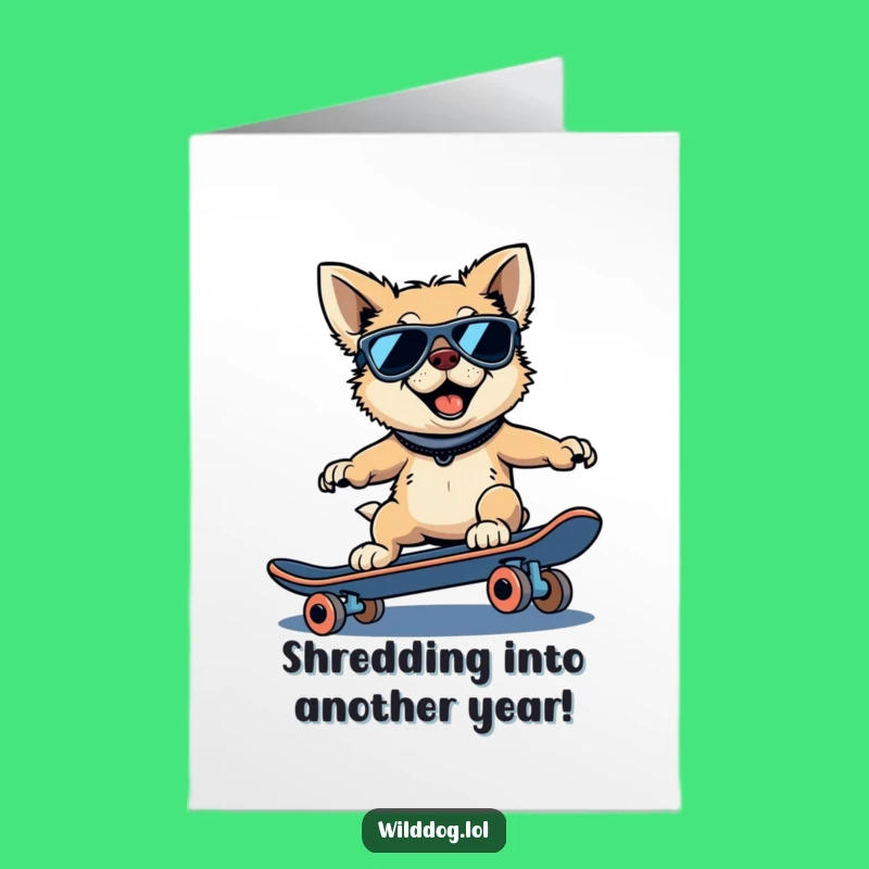 Free Printable Birthday Card: Cool Dog Skater - Hilarious Download Gift