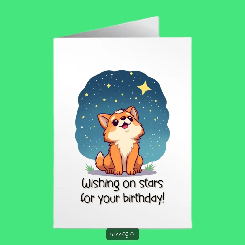 Free Printable Birthday Card: Wonder Dog Starry Night Funny Downloadable Gift