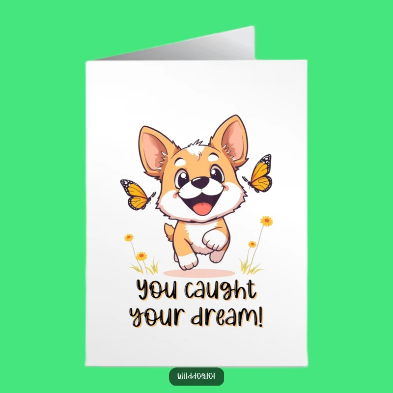Free Printable Congrats Card: Happy Dog Butterfly - Joyful Download