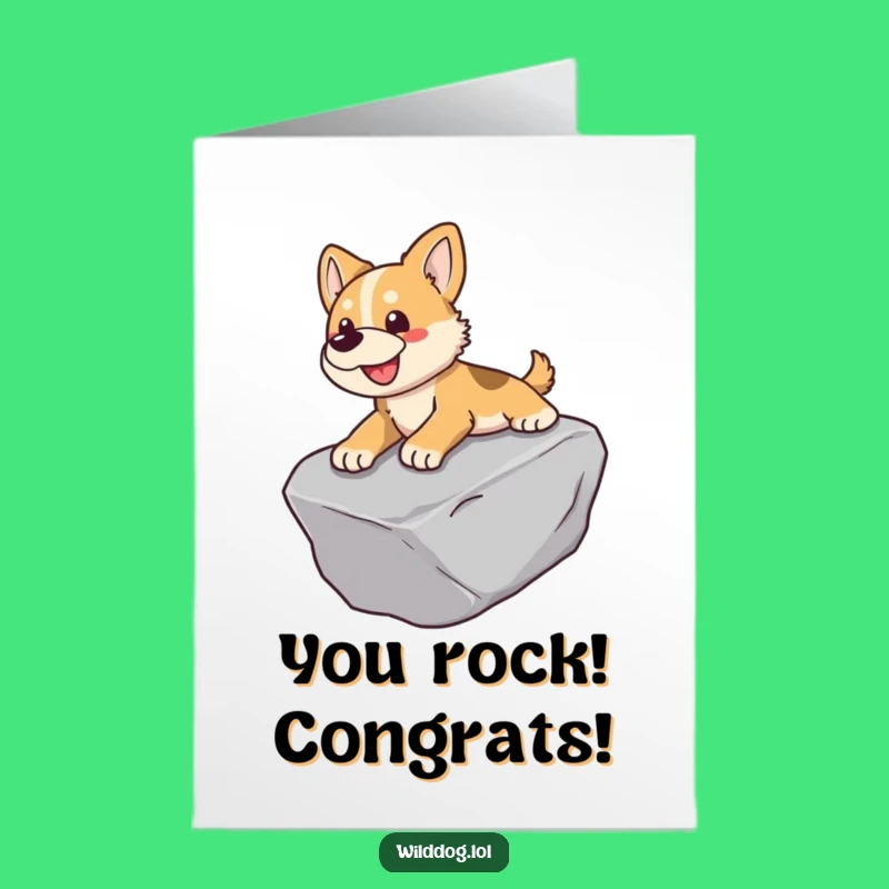 Free Printable Congrats Card: Sliding Dog, Fun Downloadable Gift for Celebrations