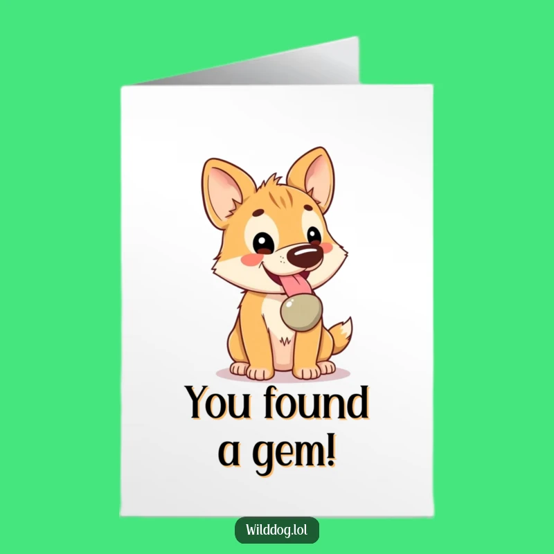 Free Printable Kawaii Dog Congrats Card: Shiny Pebble Celebration Downloadable