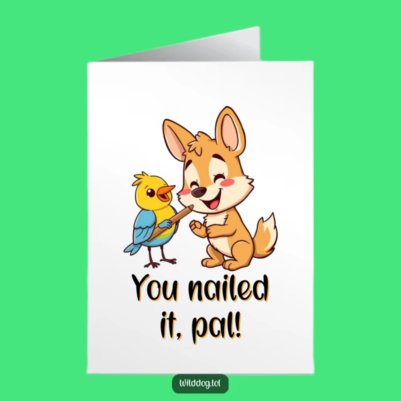 Free Printable Wild Dog Bird Congrats Card - Cheerful DIY Downloadable