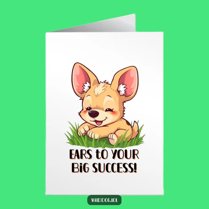 Free Printable Wild Dog Rolling Grass Congrats Card - Instant Download Joyful Art