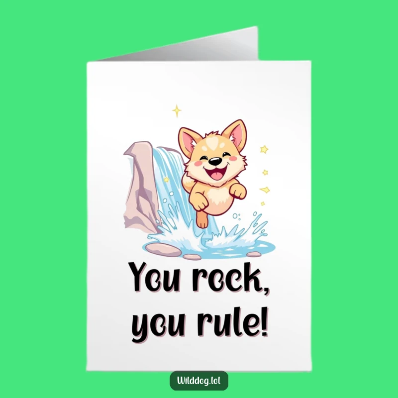 Radiant Dog Waterfall Free Printable Congrats Card - Funny Downloadable
