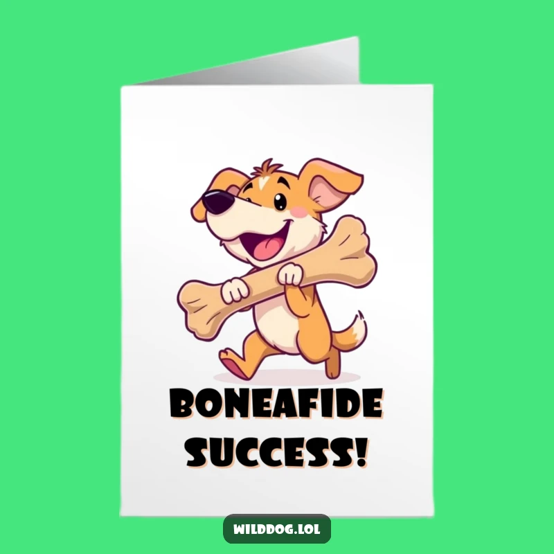 Triumphant Dog Bone Free Printable Congrats Card - Funny Downloadable