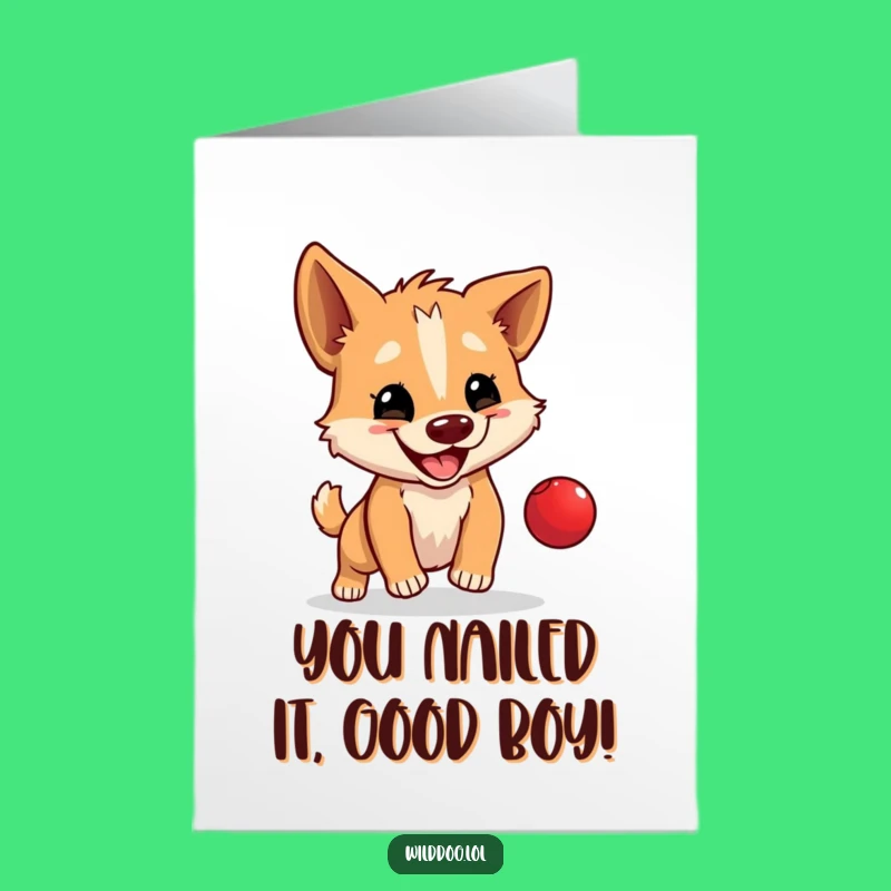 Free Printable Congrats Card: Funny Dog Ball Game - Print at Home
