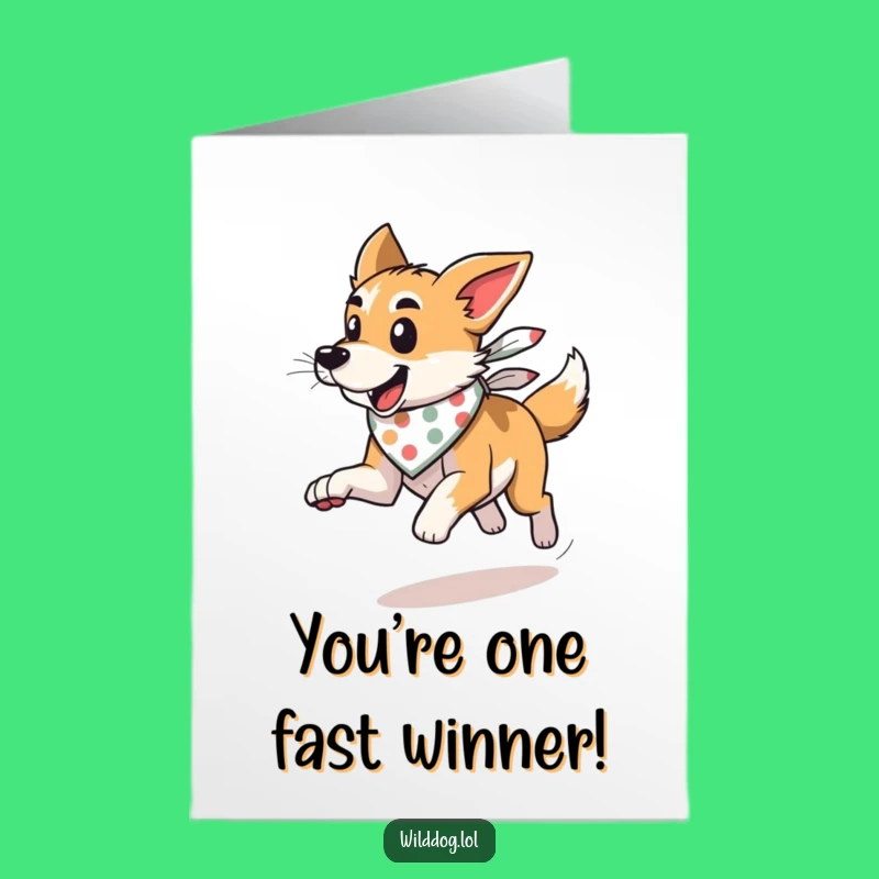 Free Printable Wild Dog Congrats Card: Bandana Runner Funny Downloadable Gift