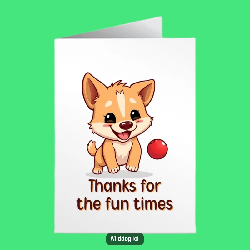 Free Printable Thank You Card: Amusing Dog Ball Toss - DIY Gratitude