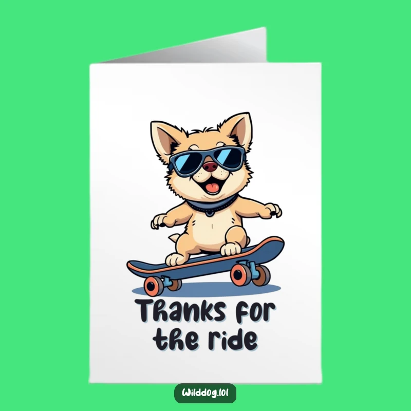 Free Printable Thank You Card: Cool Dog Skater - Gratitude Download