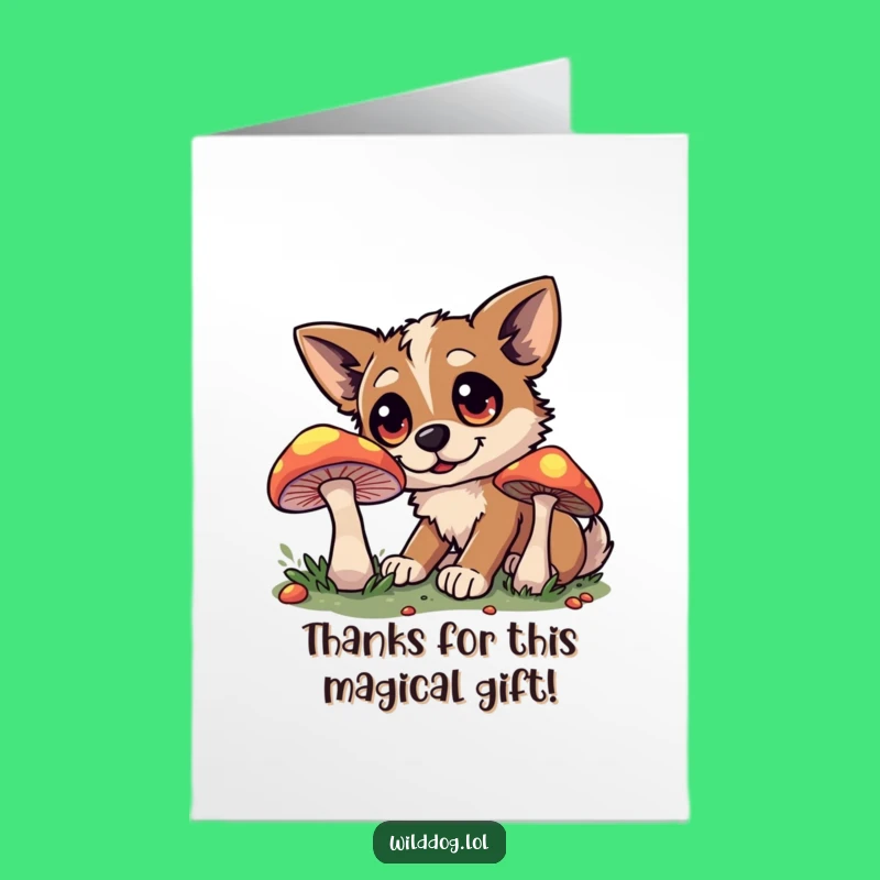 Free Printable Thank You Card: Wild Dog, Glowing Mushroom, Funny Downloadable