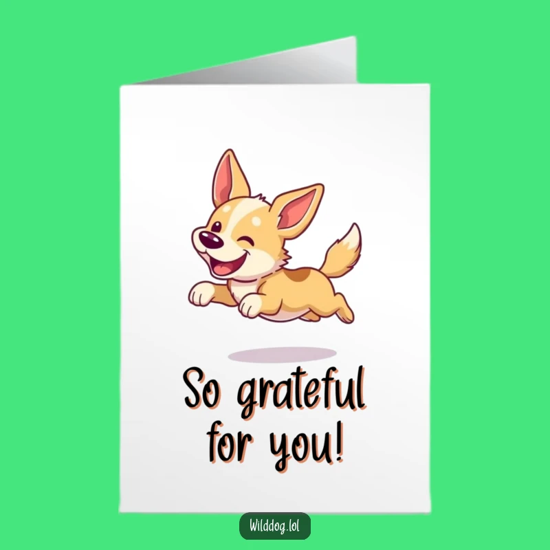Free Printable Thank You Card: Wild Dog Leap Funny Downloadable Greeting!