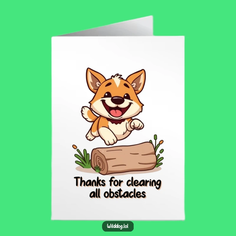 Free Printable Wild Dog Thank You Card: Grinning Jumper Funny Downloadable Gift