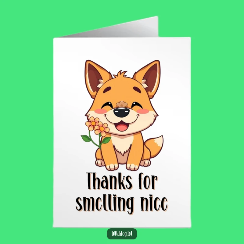 Free Printable Thank You Card: Happy Dog Balancing Flower - Sweet Downloadable Dog Gratitude!