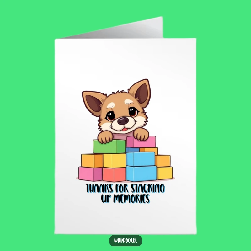 Free Printable Thank You Card: Amusing Wild Dog Blocks, Downloadable Appreciation Gift
