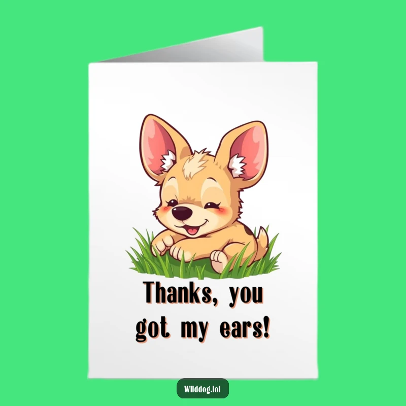 Free Printable Wild Dog Rolling Grass Thank You Card - Adorable Downloadable Art