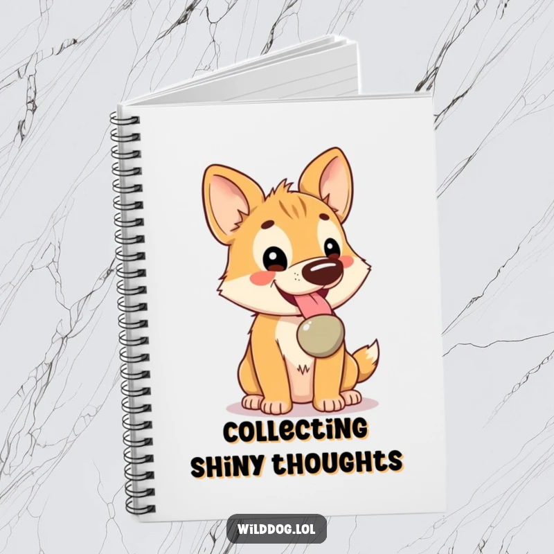Funny Kawaii Wild Dog Notebook: Adorable dog panting with a shiny pebble, a cute and funny companion for all your writing.