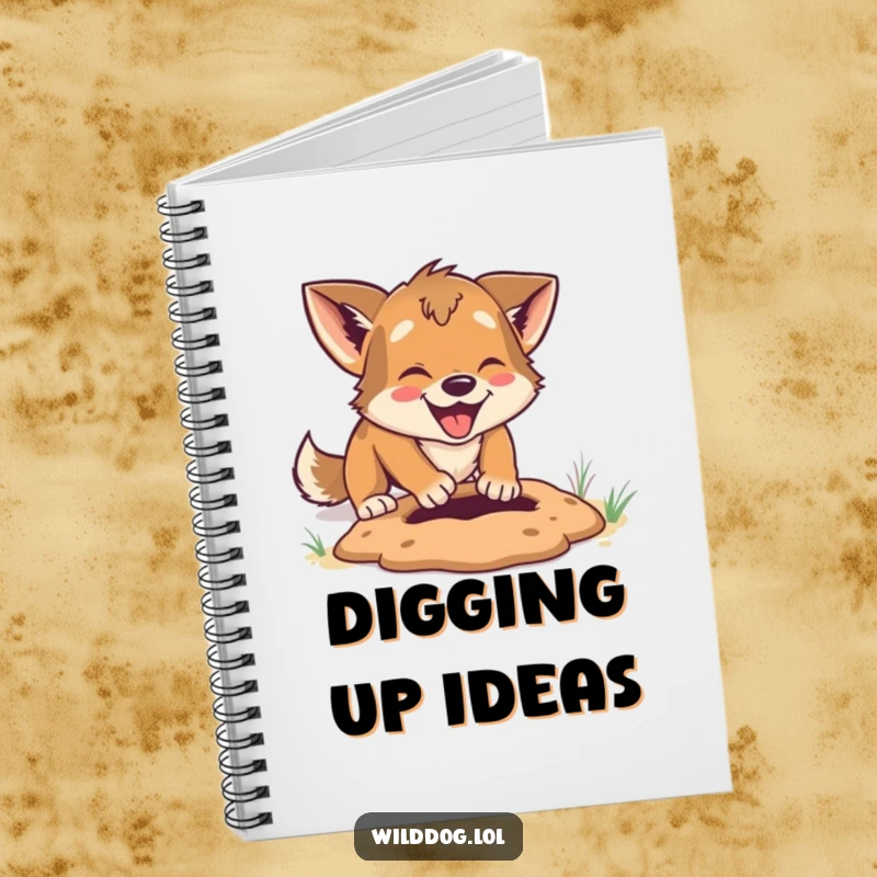 Funny Notebook: Wild dog digging holes with enthusiasm, a humorous journal for capturing creative thoughts.