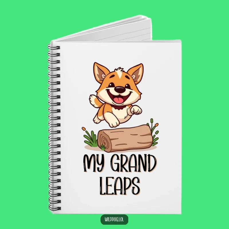 Funny Grinning Dog Leap Notebook: Joyful Jumper Journal Gift