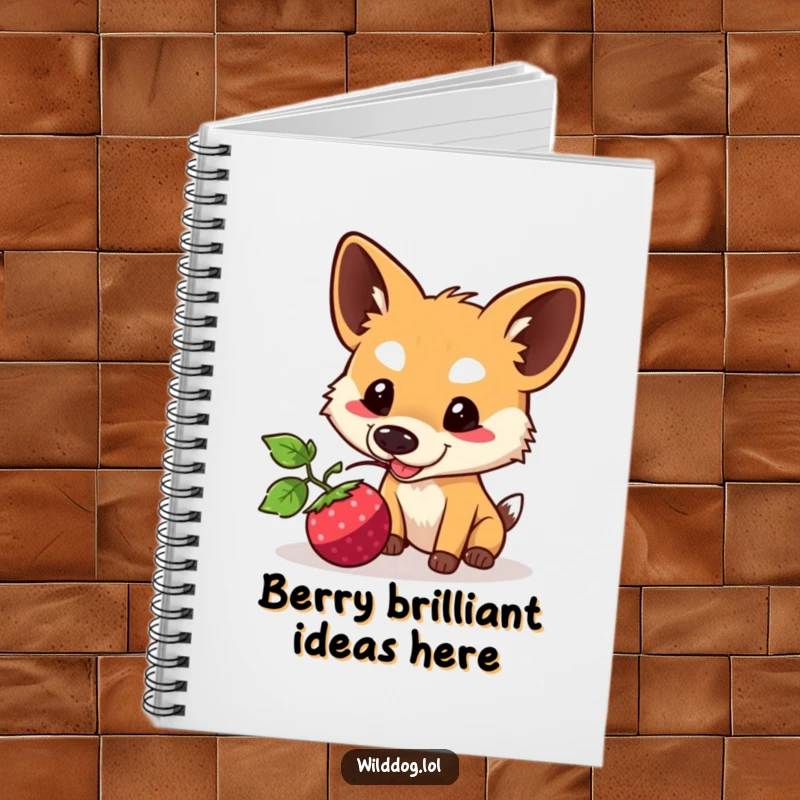 Funny Kawaii Wild Dog Notebook: Adorable dog nudging a berry, a cute and funny companion for all your writing needs.