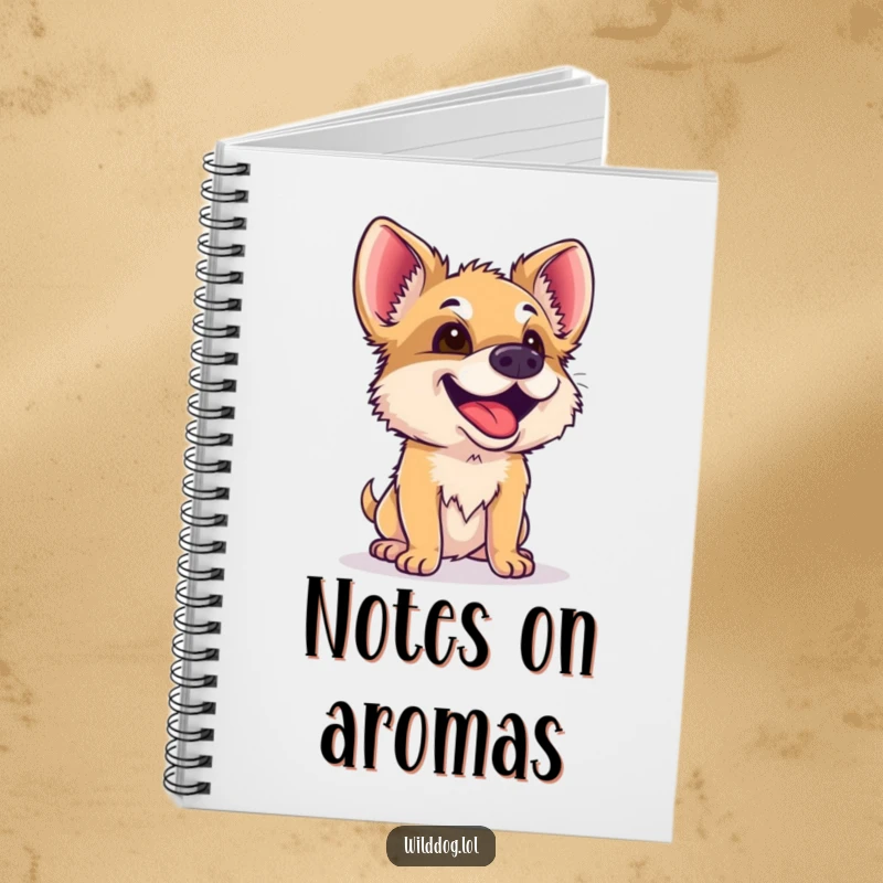 Funny Wild Dog Notebook: An enthusiastic wild dog sniffs the air with curiosity and delight, bringing humorous nature vibes to this companion.