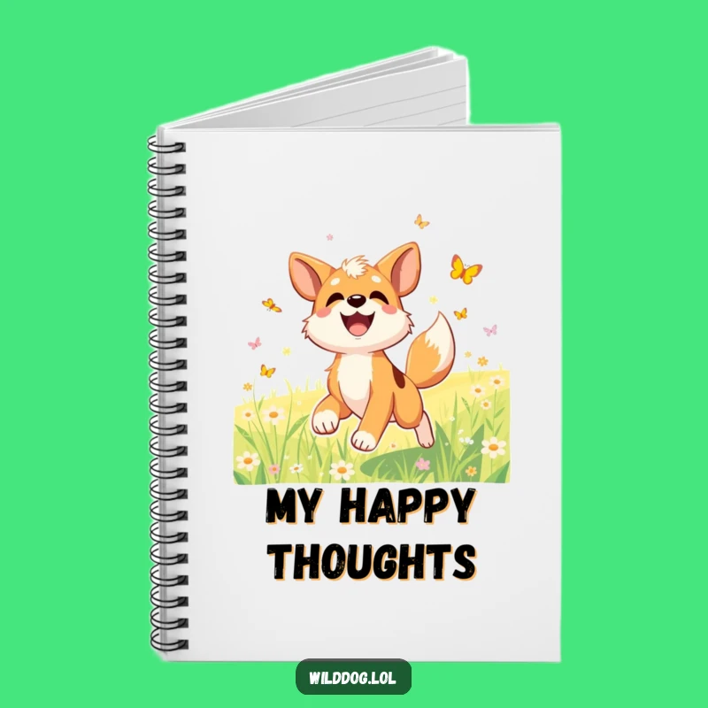 Funny Dog Meadow Journal, Happy Chase Notebook, Perfect Funny Gift for Nature Lovers