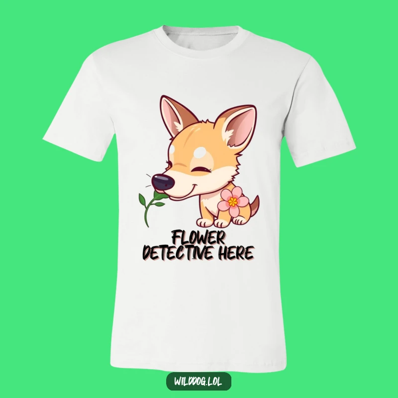 Funny Wild Dog T-Shirt: Curious Pup Sniffing Flower, Ultimate Gentle Gift!
