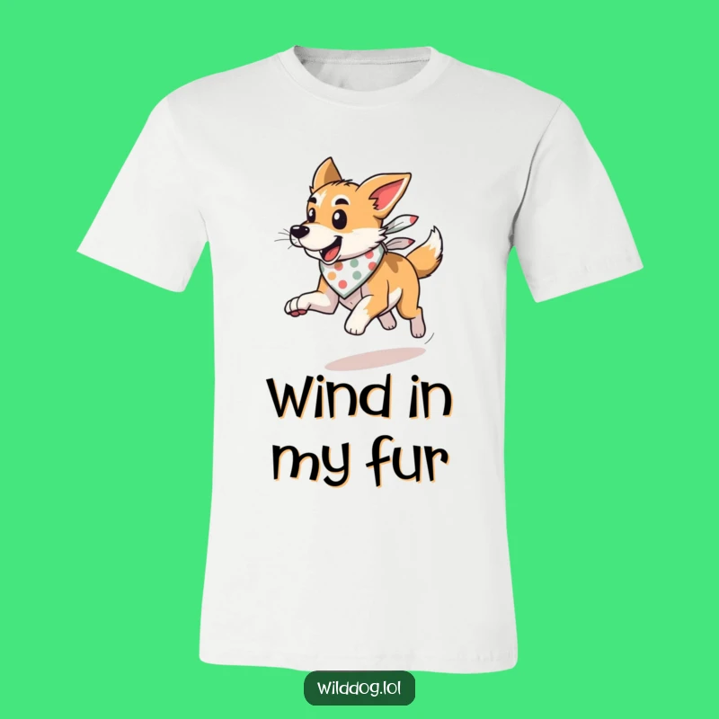 Funny Wild Dog Bandana T-Shirt: Free-Spirited Wind Runner Humor
