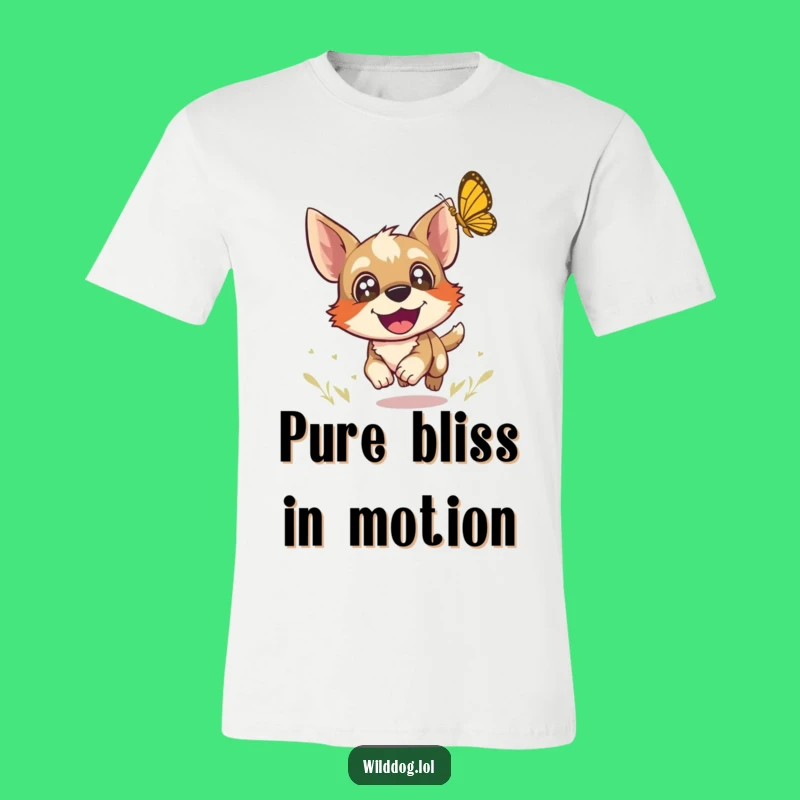 Funny Wild Dog Butterfly T-Shirt: Joyful Chase Design, Comfy & Hilarious Dog Gift