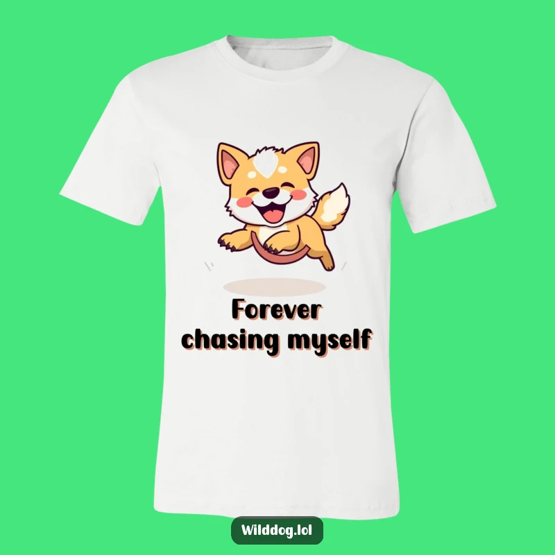 Funny Wild Dog Chasing Tail T-Shirt - Comical Canine Apparel