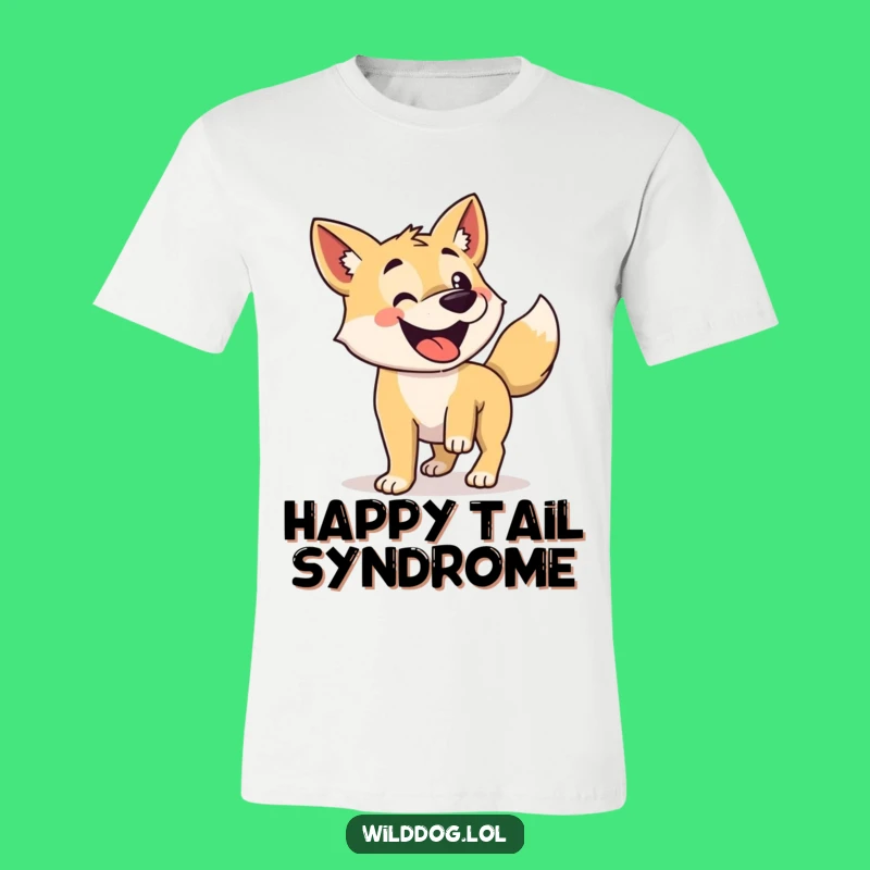 Funny Wild Dog T-Shirt: Enthusiastic Tail Wagging Fun, Happy Canine Tee