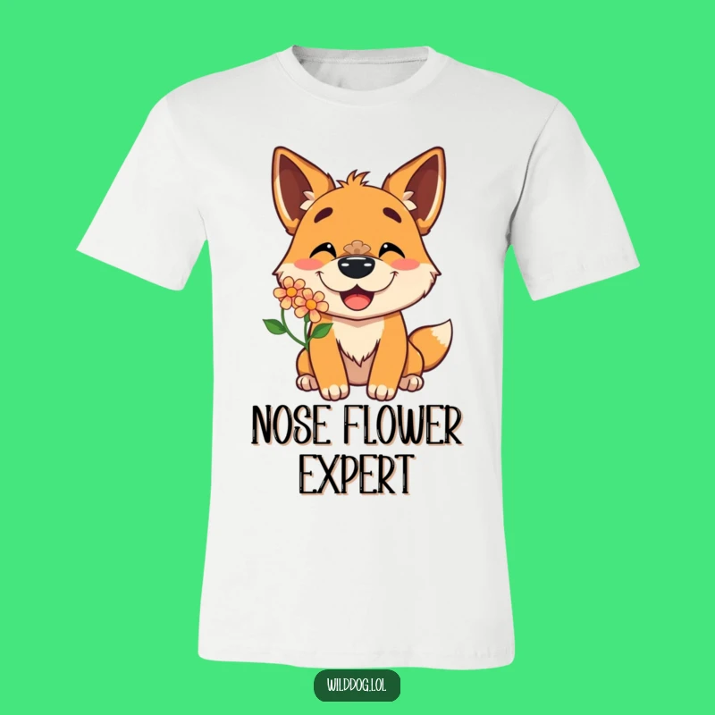 Funny Wild Dog Flower Nose Tee: Joyful Character, Hilarious T-Shirt Gift