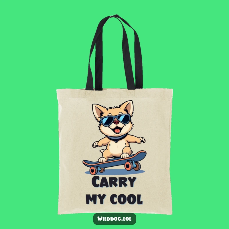 Funny Wild Dog Tote Bag: Skater Downhill Design, Humorous Dog Carry-all