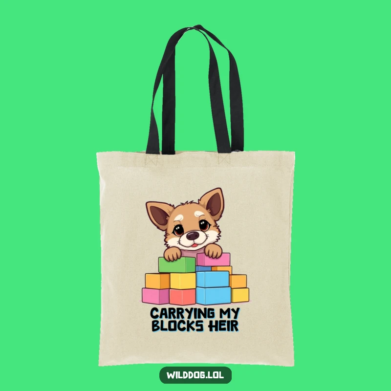 Funny Building Block Wild Dog Tote Bag - Durable & Humorous Daily Carryall Gift