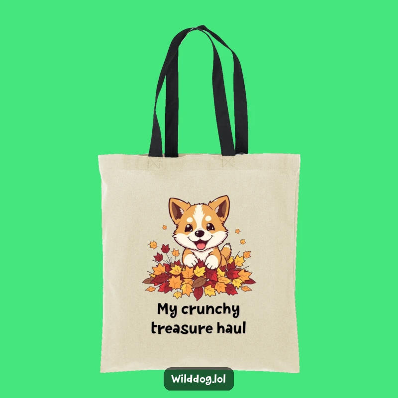 Funny Autumn Dog Leaves Tote Bag: Playful Fall Carryall, Seasonal Accessory