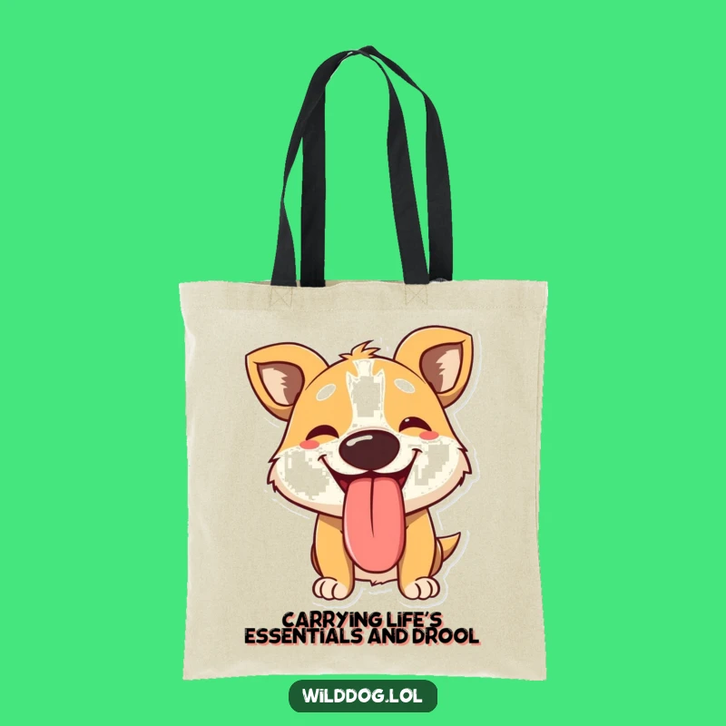 Funny Panting Wild Dog Tote Bag: Carry Your Laughs with This Tongue-Out Accessory!