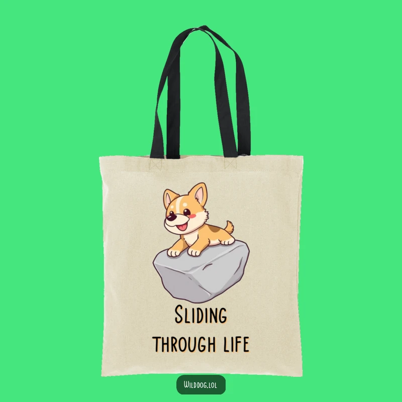 Funny Wild Dog Tote Bag: Rock Slide Fun, Carry Your Joy Anywhere
