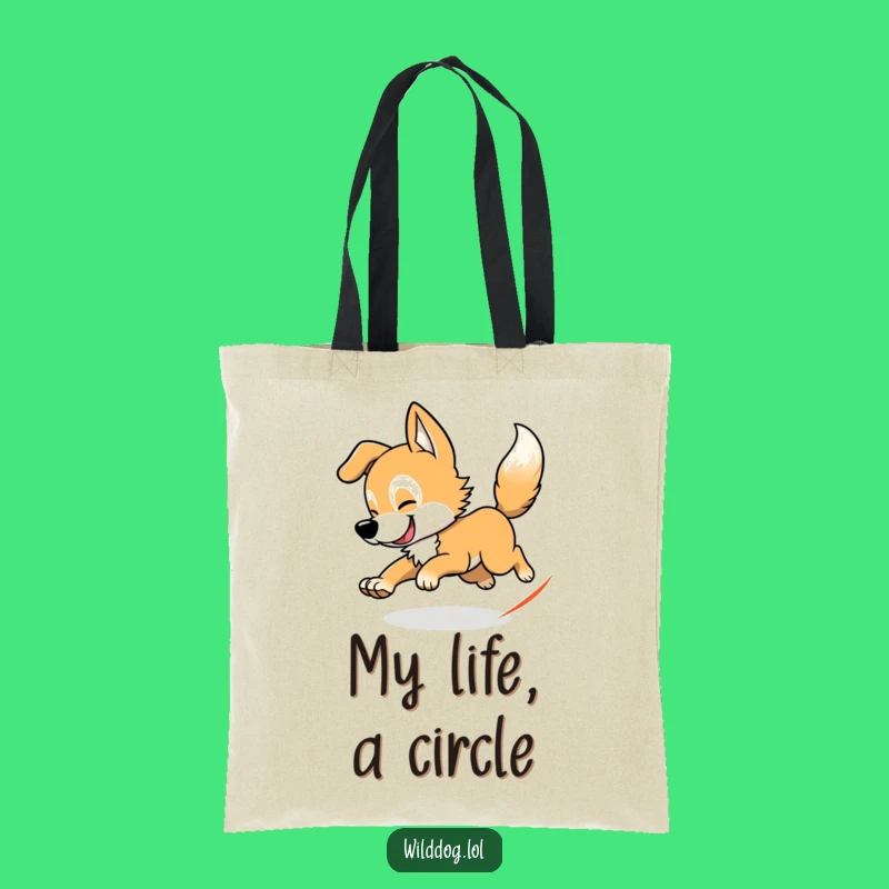Funny Wild Dog Tail Chasing Tote Bag: Carry Your Playfulness with Style